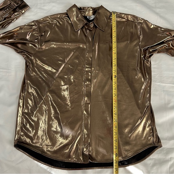 Anthropologie Shine  Gold Button Down Shirt  L - Picture 7 of 16